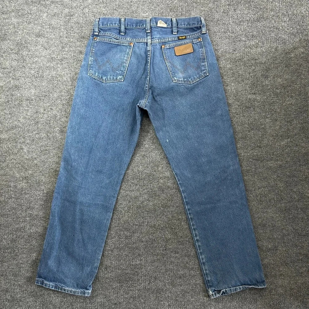 Wrangler Western Jeans Men's Blue Denim Pockets Classic Straight Zip Fly - 32X28